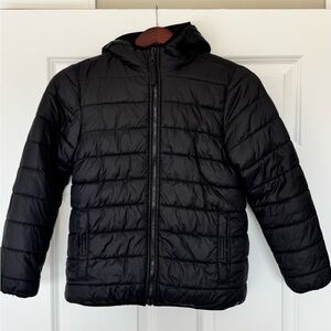 Reversible Kids Black Puffer Jacket with Hood - Lightweight Winter Coat